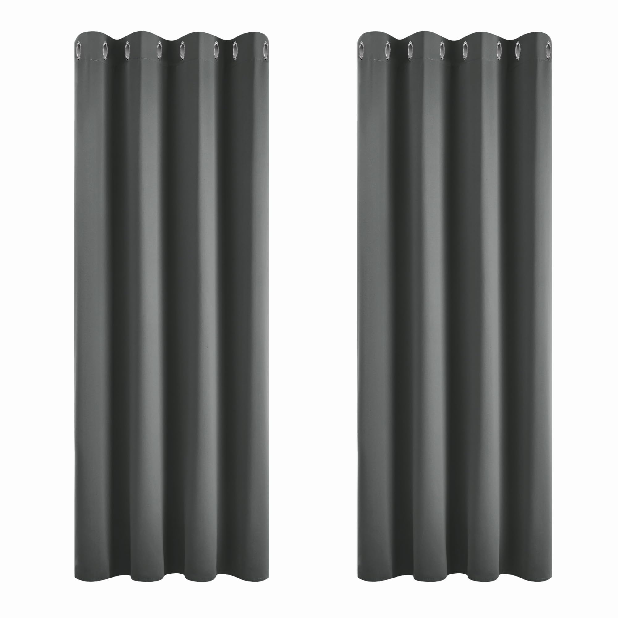 Deconovo Window Decoration Super Soft Thermal Insulated Eyelet Blackout Curtains for Bedroom 66 x 54 Drop Inch Dark Grey 2 Panels