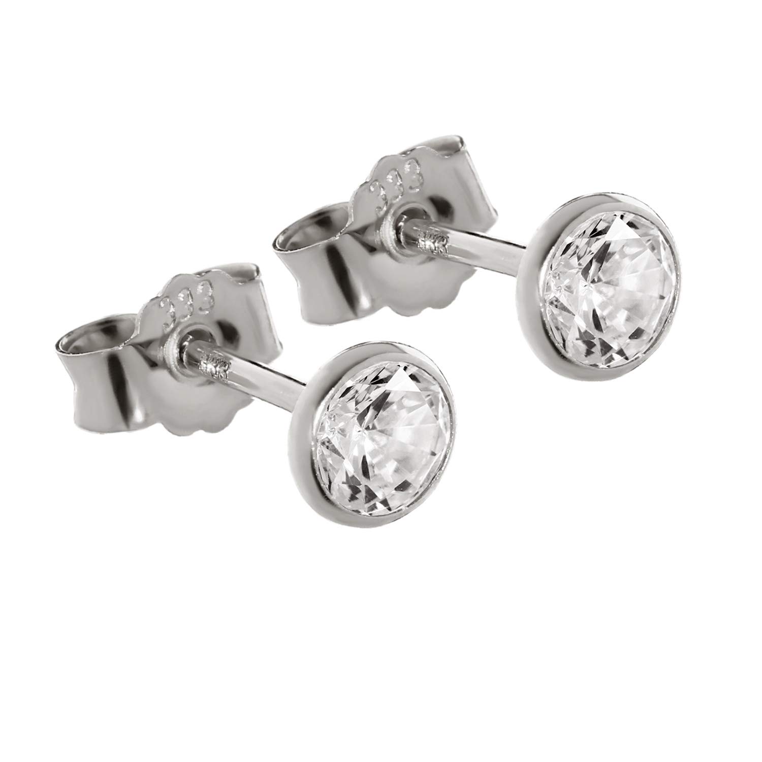 NKlaus pair of ladies' stud earrings white gold alloy ia 4,5mm 1