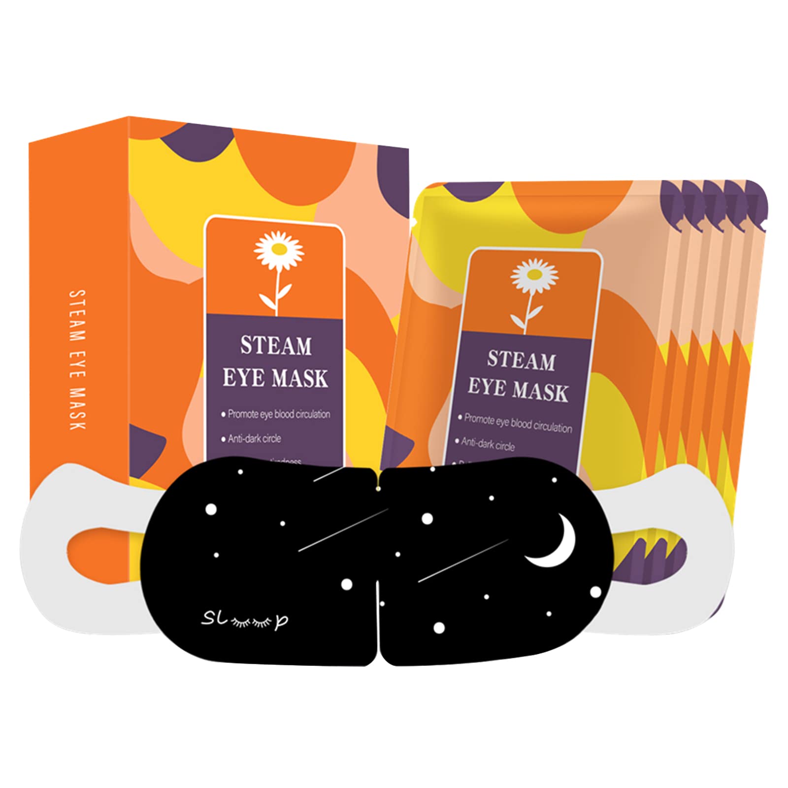 5 Packs Steam Eye Mask Warming Eye Mask Self Heating Eye Mask Sleep Mask Heated Eye Mask for Dry Eyes Fatigue Disposable Moist Hot Compress Eye Patch Great Gifts for Men Women (Chamomile)