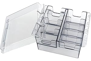 Clipper Guard Holder for 8 Blades, Visible Plastic Clipper Blade Holder, Dustproof Storage with Lid, 5.7x4.5x3.2" Square Case