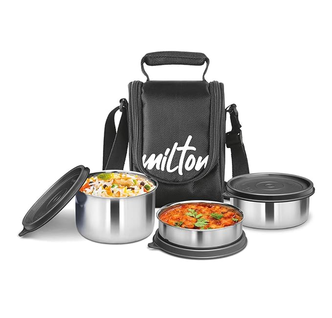Buy Milton Stainless Steel Tasty Lunch Box 3 Tier, Assorted Color
