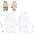 Cases for Labu, 2 PCS Labu Protective Cases Covers Acrylic Clear Protectors for Labu with Keychains (Doll Not Included, 2 PCS Standing Cases)