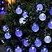 Qedertek Solar String Lights Outdoor,Bubble Globe Solar Lights 20foot 30 LED String Light Crystal Ball Lighting for Fairy Garden,Patio,Wedding,Party and Holiday Decorations (Blue)