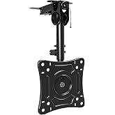 MOUNTUP Folding Under Cabinet TV Mount, VESA 75x75mm &amp; 100x100mm Flip Down &amp; Swivel TV Bracket for Most 13-32" LCD Screens up to 22 Lbs, Height Adjustable Space Saving Under Counter Mount for RV