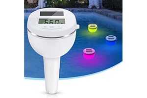 FINEBUD Digital Pool Thermometer, Solar Powered Floating Pool Thermometer with RGB Color Change LED Lights,Easy Read with LCD Screen,Pond Water Temperature Thermometers for Hot Tub, Spa -1pc