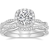 Mameloly 1.2ct Wedding Band for Women Bridal Rings Sets Round Cut Cubic Zirconia Halo CZ Engagement Rings Twisting Infinity Pave Set Size 4-12