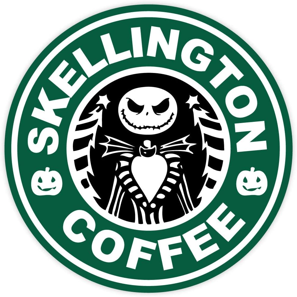 Skellington coffee sticker decal 4" x 4"