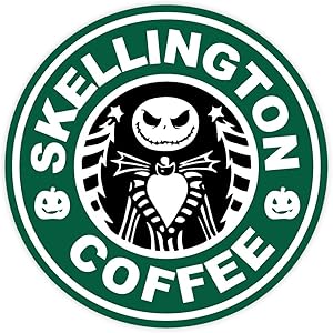 Skellington coffee sticker decal 4" x 4"