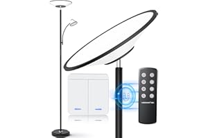 LEPOWER-TEC Floor Lamps for Living Room, Torchiere Standing Lamp with Wall Switch and Remote, 60 Lighting Effects Led Corner Lamp, Super Bright Tall Floor Lamp for Bedroom, Office, Livingroom