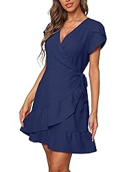 SAMPEEL Womens Ruffle Hem Summer Dress Short Sleeve