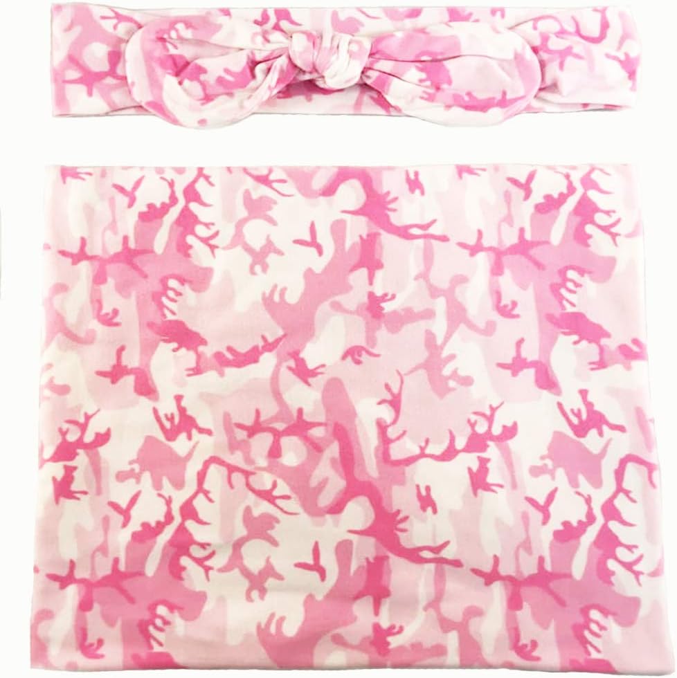 AmaWing Receiving Blanket Headband Set for Newborn - Special Edition Print Swaddle for Baby - Receiving Swaddle Blanket Headband Pack &hellip;