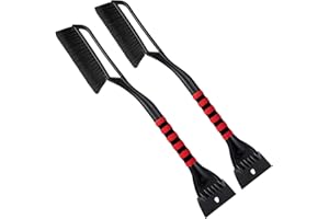 FOVAL 27" Snow Brush with Wider Ice Scraper (4.73" Width)(2 Pack), Snow Removal Car Brush with Comfortable Foam Grip for Cars, Trucks, SUVs, Windshield (Heavy Duty ABS, PVC Brush)