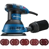 Dong Cheng 5-Inch Random Orbital Sander, 2.5 Amp 12000 OPM | 6 Variable Speeds, with 10pcs Sandpaper &amp; Detachable Dust Bag, Power Sander for Woodworking, Sanding &amp; Polishing