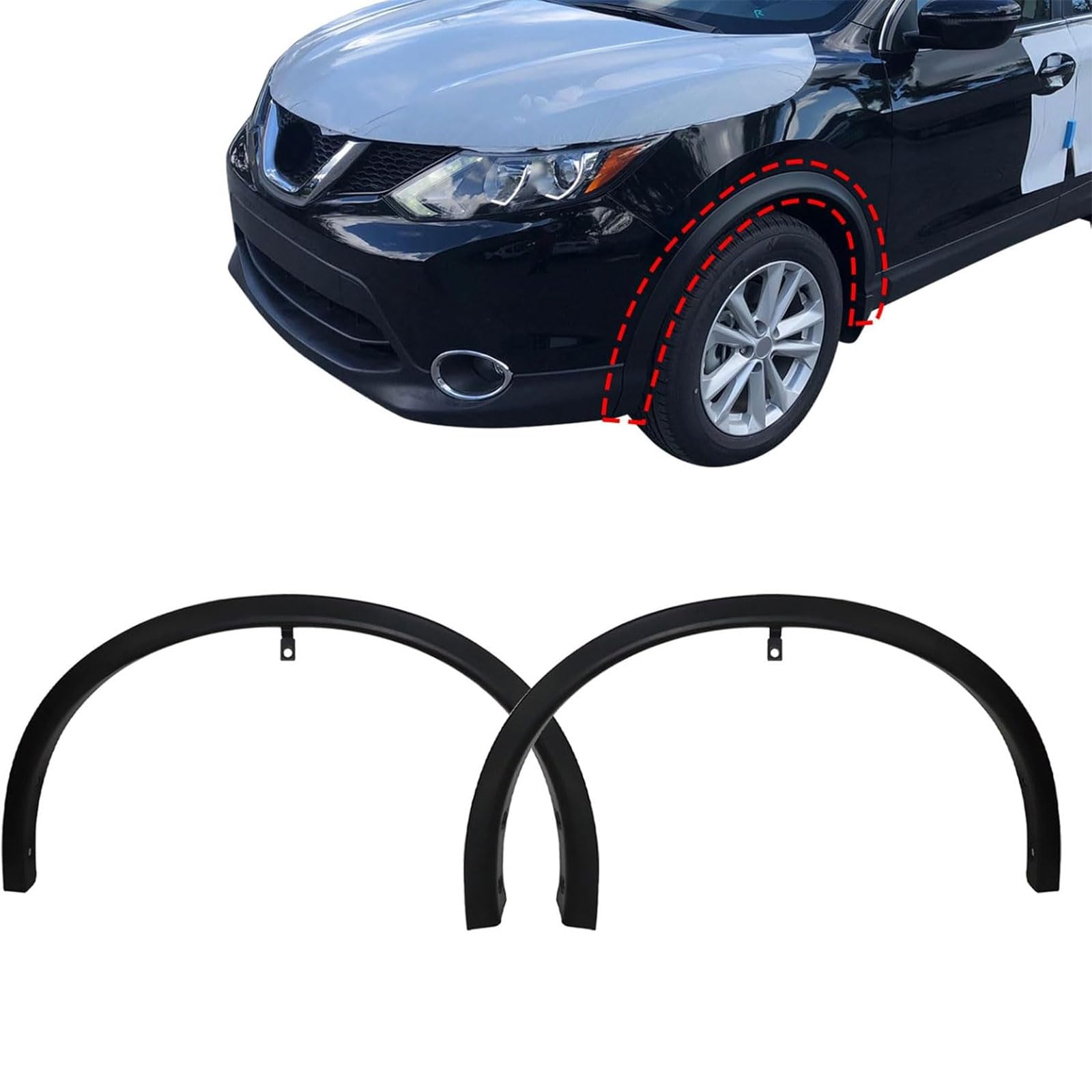 Photo 1 of SecosAutoparts 2PCS Front Fender Flares, Fender Molding Trim Fit for Nissan Rogue Sport 2014-2019 Replace# 638609TA1A 638619TA1A NI1291101 NI1290101, Left Right Side Wheel Fender Trims