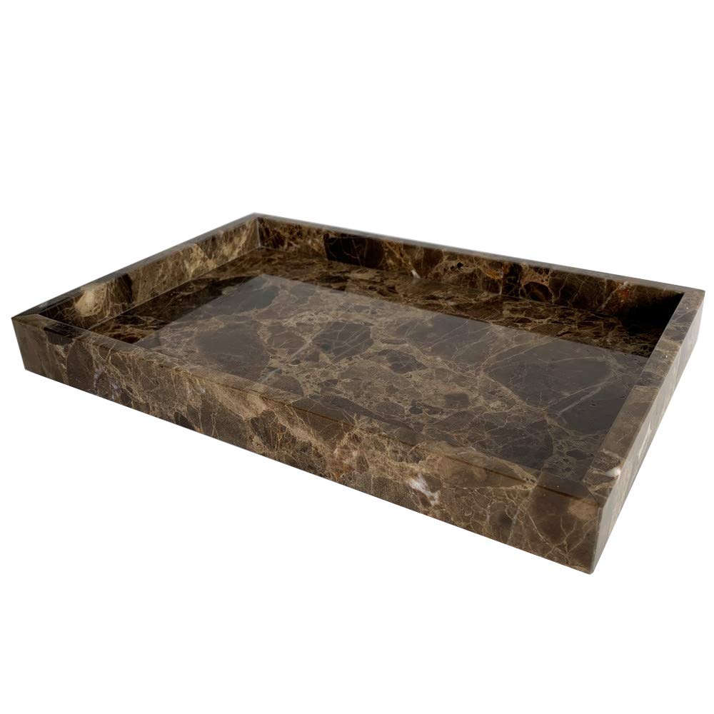 Photo 1 of StonePlus Natural Marble Storage Vanity Tray, Cosmetics Jewelery Tray, Kitchen Organizer, Coffee Table Tray (Coffee Net, 11.8L x 7.87W x 1.18H)