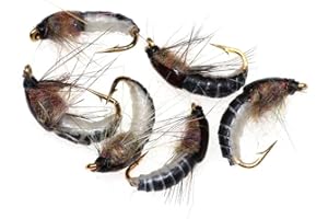 6PCS 12 Realistic Nymph Scud Fly for Trout Fishing Artificial Insect Bait Lure Fishing TackleDeft