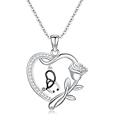 PARYFO S925 Sterling Silver Nurse Necklace Rose Gold Infinity Heartbeat Pendant with Clear Austria Crystal Women Stethoscope Medical Hearts Necklace Jewelry Gifts for Medical Student Doctor