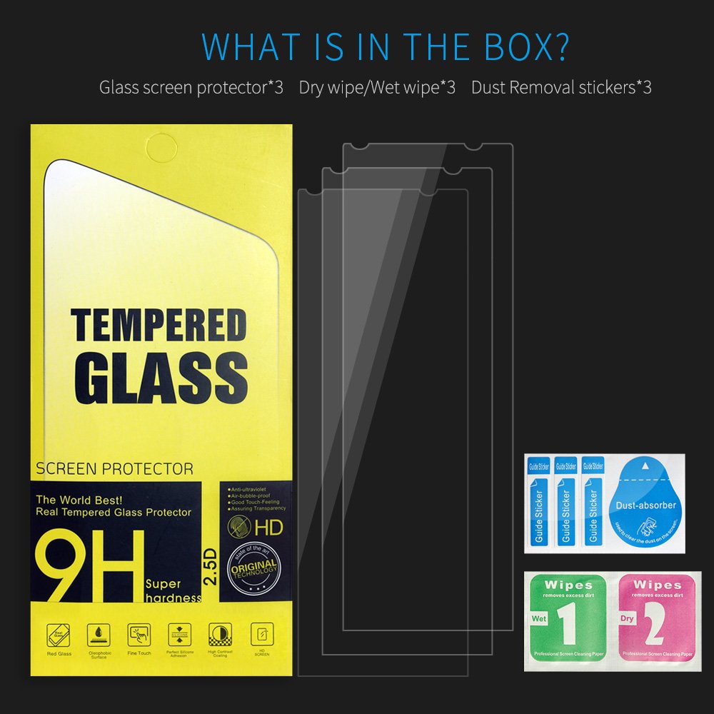 Samsung Galaxy S8 Screen Protector 3 Pack, Rraycom 9H Real Tempered Glass Protector High Transparency. HD Screen and Hight Contrast Coating.
