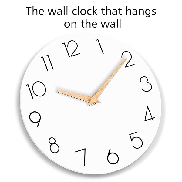 CICININC WALL CLOCK, 16 INCH WOODEN BATTERY OPERATED WALL CLOCKS SILENT NON-TICKING, DECORATIVE WHITE CLOCK FOR LIVING ROOM, BEDROOM, KITCHEN, HOME, OFFICE, SCHOOL, HOTEL