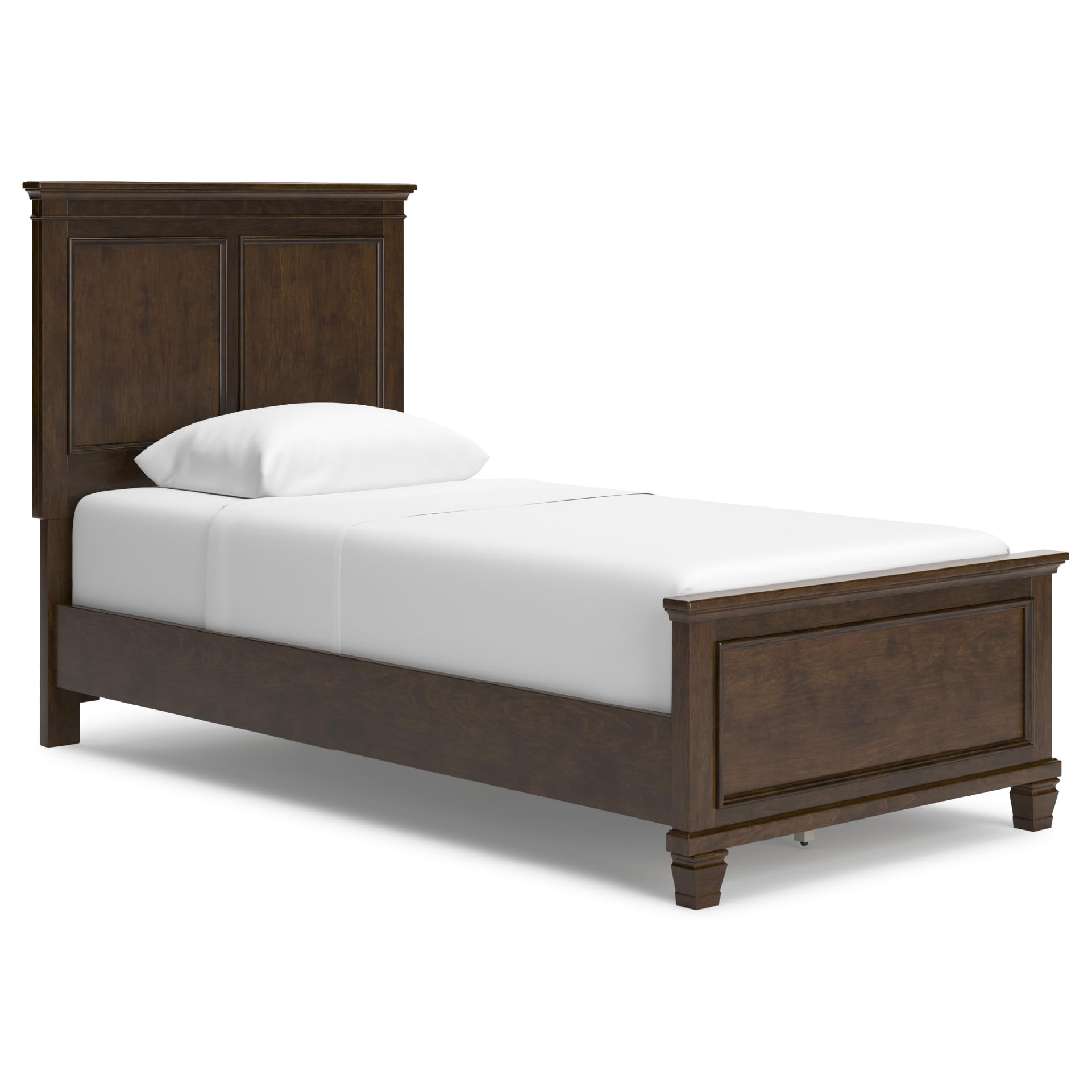 Photo 1 of Signature Design by Ashley Danabrin Traditional Twin Panel Bed with Tapered Feet, Foundation or Box Spring Needed, Dark Brown