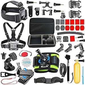 SmilePowo Outdoor Sports Camera Accessories for GoPro Hero 5 / Session 6/5/4/3/2/1,AKASO EK7000,EK5000,SJCAM,DBPOWER,xiaomi YI,Carrying Case,Camera Bundle (51-in-1）