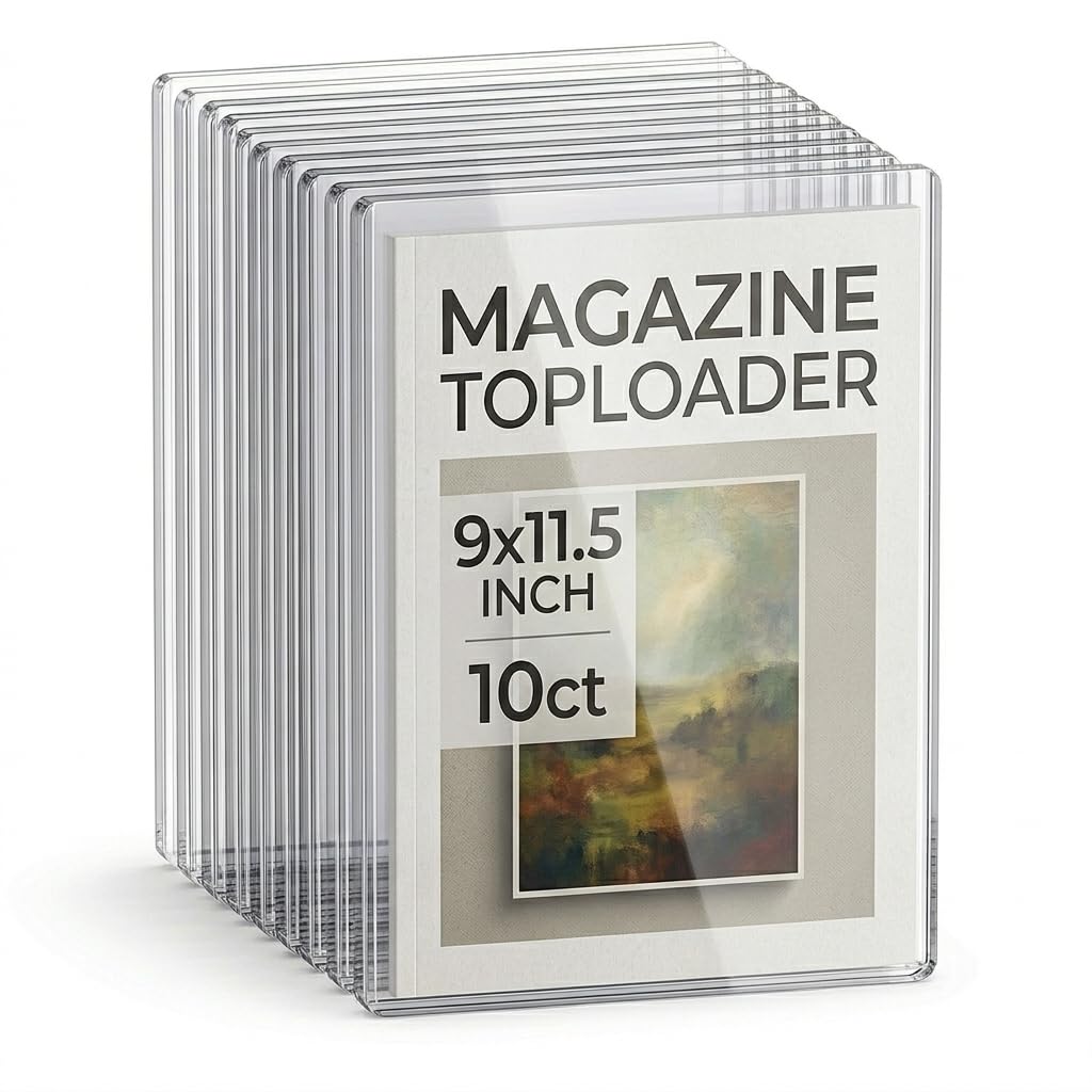 Photo 1 of 10ct Magazine Toploaders, Ultra Durable 9X11.5 Protectors for Magazine, Measuring 7mm in Thickness, Crystal Clear PVC, Dustproof, Archival-Safe for Magazine Display