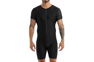 Kaerm Mens One Piece Boxer Shorts Romper Jumpsuit Athletic Gym Unitard Bodysuit Wresting Sling Shot