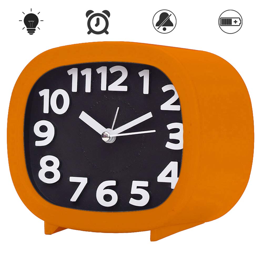 Jcobay Non Ticking Alarm Clock, Battery Powered Bedside Clock Silent