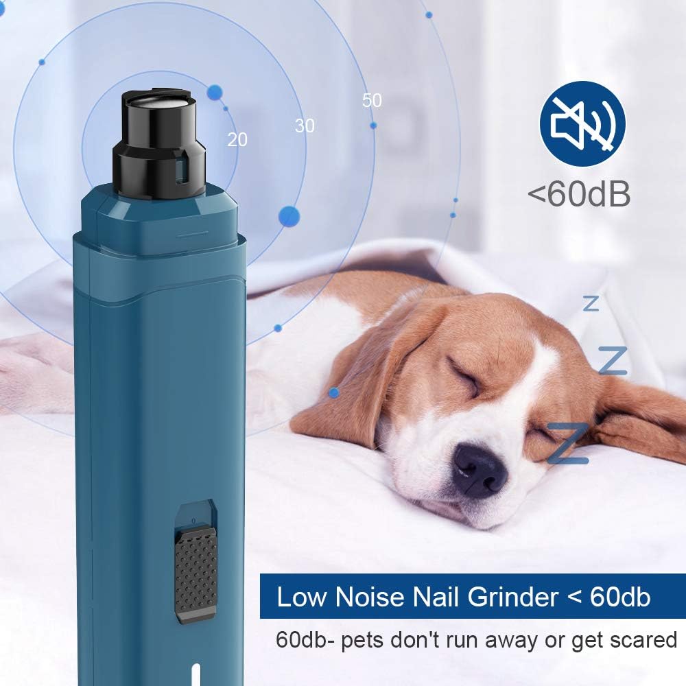 Dog Nail Grinder, Pet Nail Clippers Upgraded 2 Speeds USB Rechargeable Professional Pet Nail Trimmer with Low Noise Nail Clippers Tool Grooming & Smoothing Claw Care for Small Medium Large Dogs & Cats