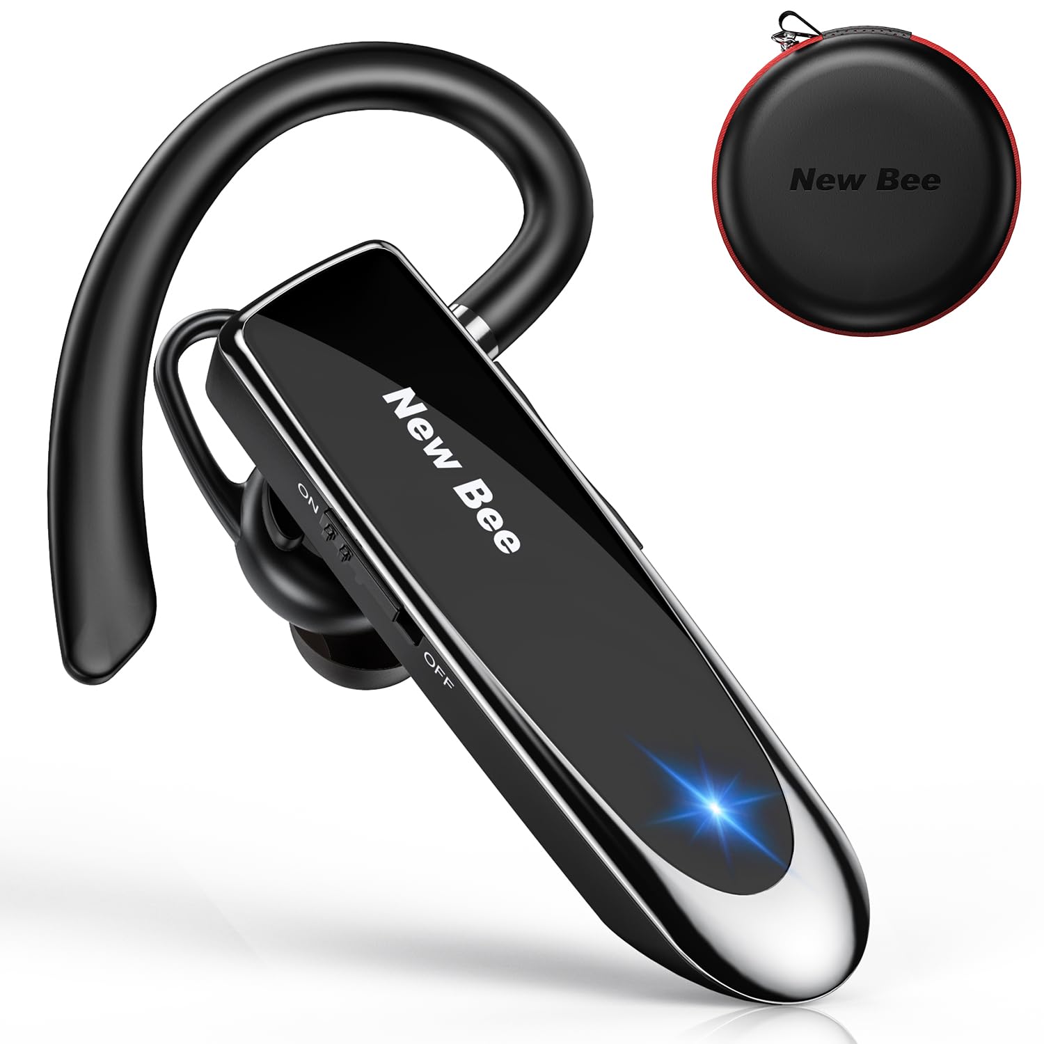 New Bee Bluetooth Earpiece Wireless Bluetooth Headset Handsfree in Ear with Clear Voice Capture Technology Bluetooth In-Ear Headset for iPhone Samsung Huawei HTC, Sony, etc