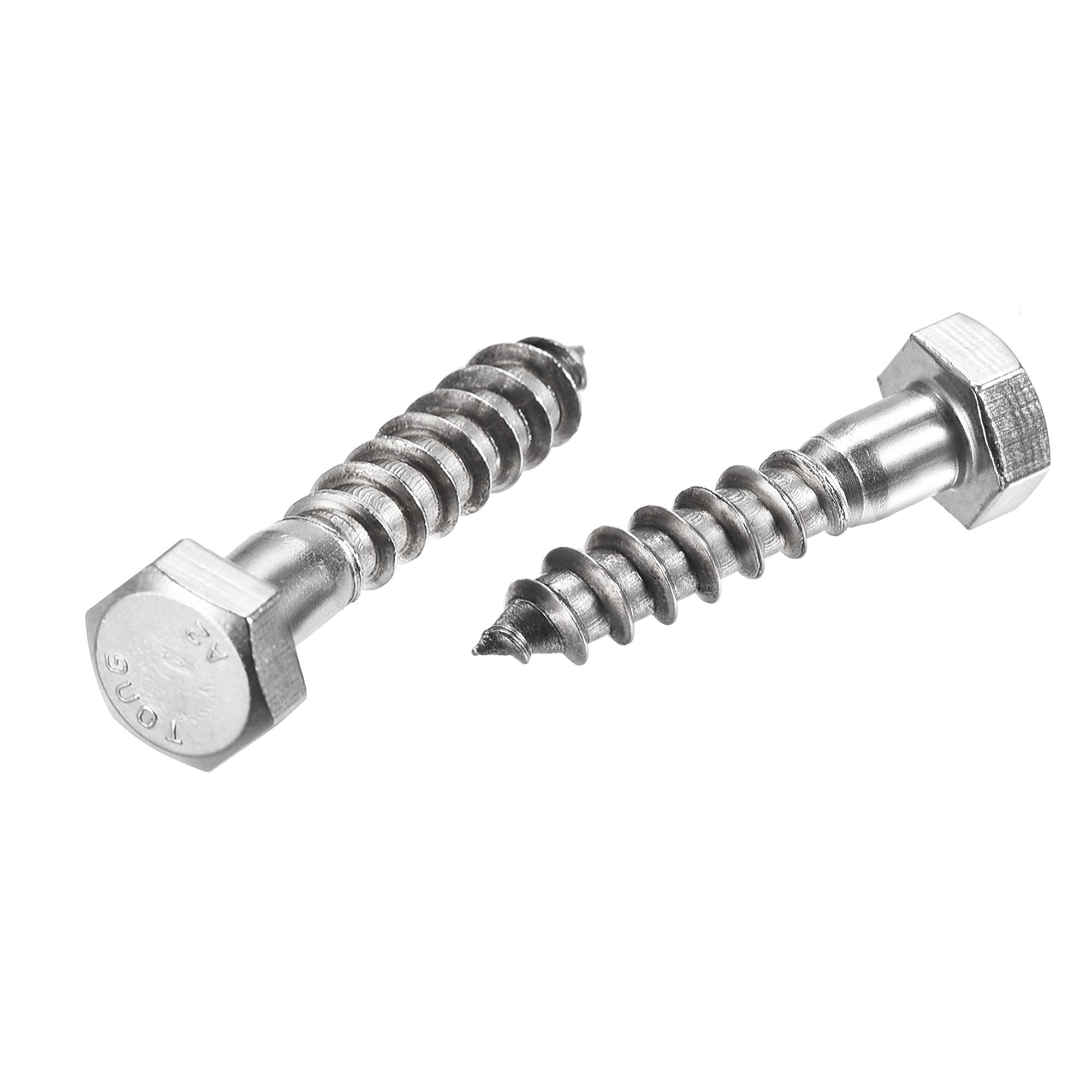 sourcing map Hex Lag Screws, M8 x 35mm 304 Stainless Steel Half Thread Self-Tapping Bolts for Wood Screw 10Pcs
