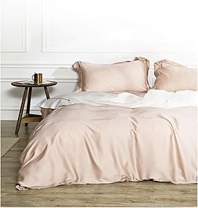 Solid Color Egyptian Cotton Duvet Cover Luxury Bedding Set High Thread Count Long Staple Sateen Weave Silky Soft Breathable Pima Quality Bed Linen (Queen, Peach Blush)