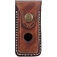Tourbon EDC Leather Pocket Folding Knife Sheath 3.8 Inch Blade Carrier Holster Flashlight Holder Case for Belt