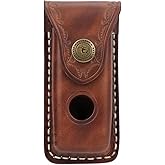 Tourbon EDC Leather Pocket Folding Knife Sheath 3.8 Inch Blade Carrier Holster Flashlight Holder Case for Belt