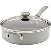 Farberware DuraStrong Nonstick Saute Pan with Lid, 4 Quart, Gray
