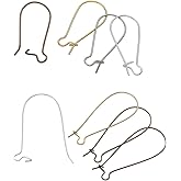 JGFinds Mixed Color Ear Wire Hooks, Silver, Bronze, Gold Tone Earring Findings, 200 Pack (1 x 3/8")