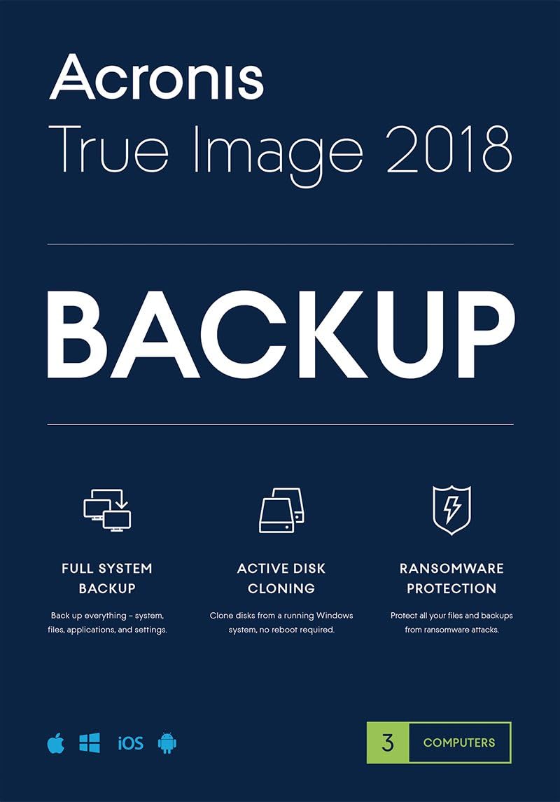 Acronis TI3OB2ENS True Image 2018 License - 3 Computers