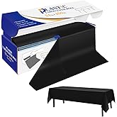 YSYJ Plastic Table Cover Roll Black Disposable Table Cloth 54 in x 100 Ft, Plastic Table Cloths with Slide Cutter Table Cover for Parties