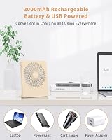 TriPole USB Desk Fan 2000mAh 3 Speed 180° Quiet 30dB Beige view 5