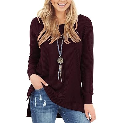 Buy ANRABESS Womens Waffle Knit Tunic Blouse at Ubuy Nigeria
