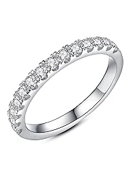 Oivley Half Wedding Band for Women 925 Sterling