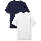 Amazon Essentials Short Sleeve Henley Shirt for Men - Regular-Fit Pique (Available in Big & Tall), Pack of 2
