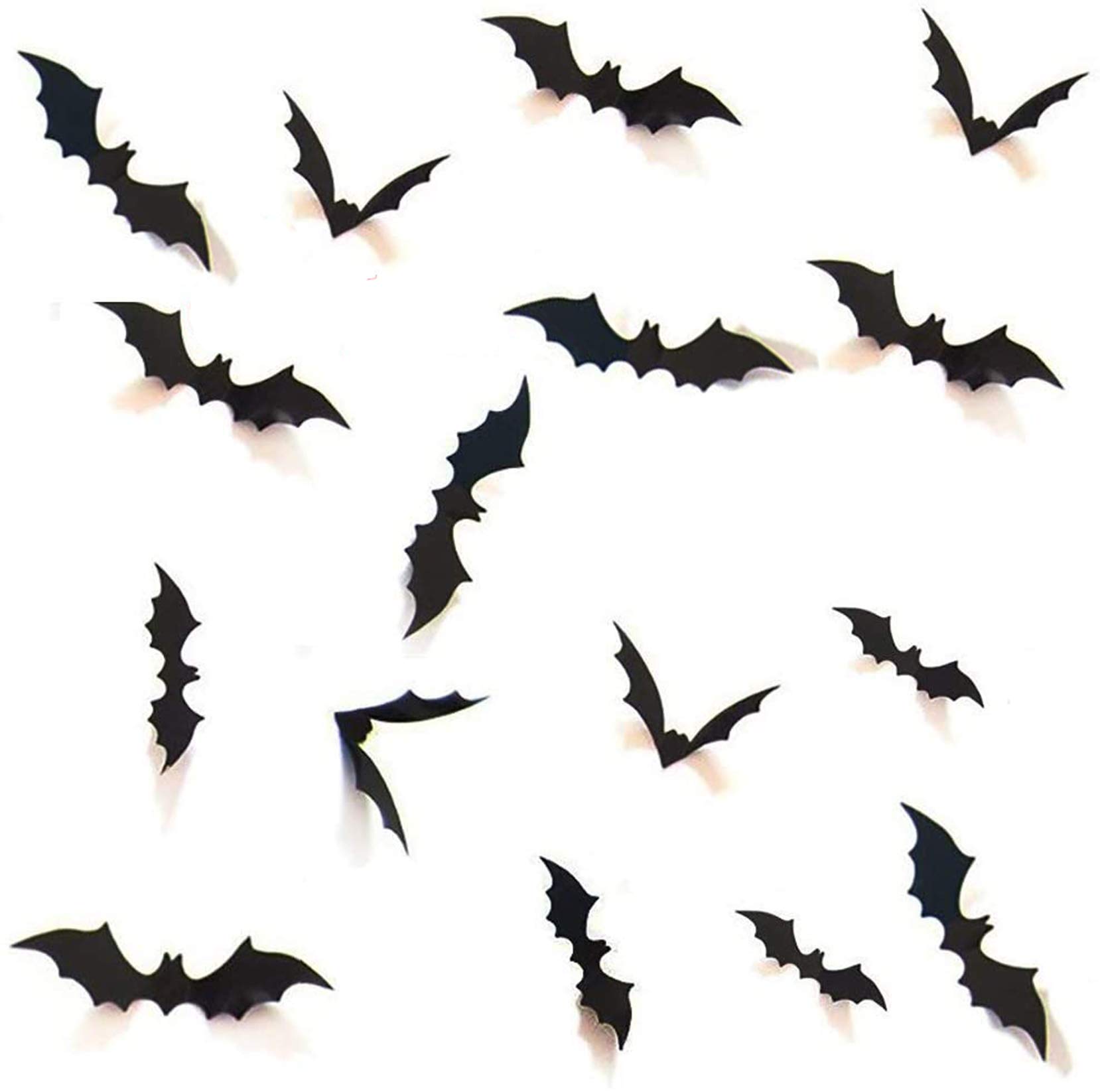Halloween 3D Bats Decoration, Hallowmas Party Supplies Scary Bat Sticker for Home Decor DIY Window Decal Bathroom Indoor (84PCS)