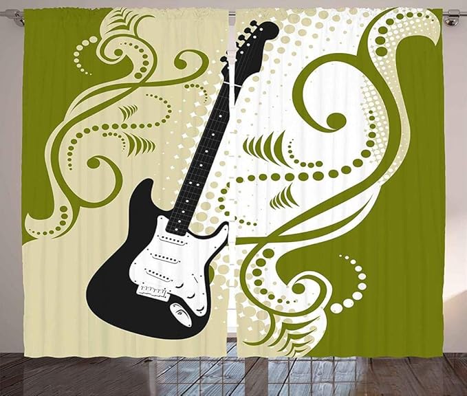 chinawh Cortinas Para Niños Guitarra Instrumento Musical Dibujos