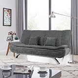 INMOZATA Linen Sofa Bed 3 Seater 188cm with Chrome Legs Grey view 3