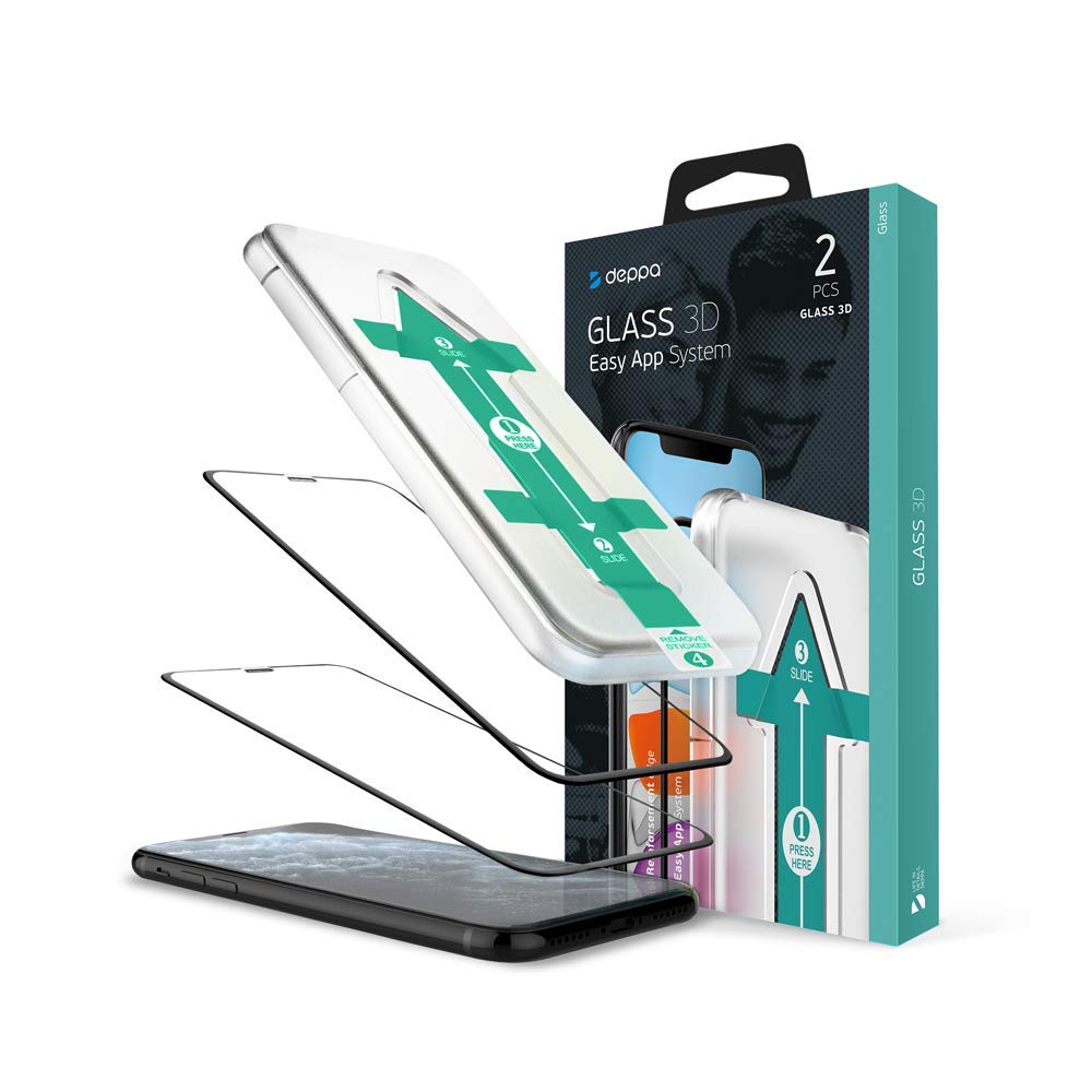Photo 1 of Deppa Screen Protector for iPhone 11 / XR (6.1') Tempered Glass 3D Full Coverage, Easy Install Tray Kit | Bubble-Free | Case-Compatible, 2 Pack