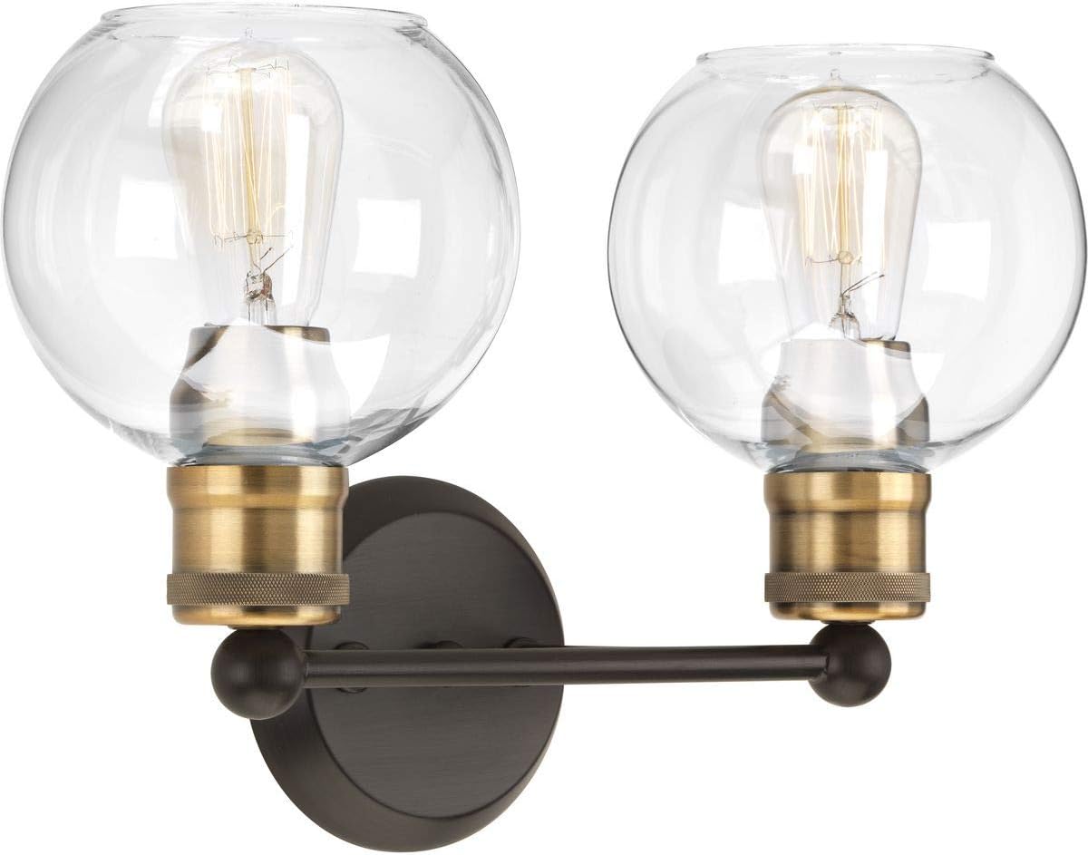 Hansford Collection Antique Bronze Two-Light Vintage Wall Light - - 