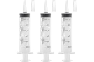 VAOKIN 60ml Syringe with Cap, Syringes without Needle for Liquid, Scientific Labs, Measurement, Pet Feeding ,Ink Refilling ,Oil or Glue Applicator (3 Pack)
