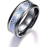 Empsoul Men's Tianium Black Ring 8mm Celtic Dargon Ring Wedding Engagement Ring