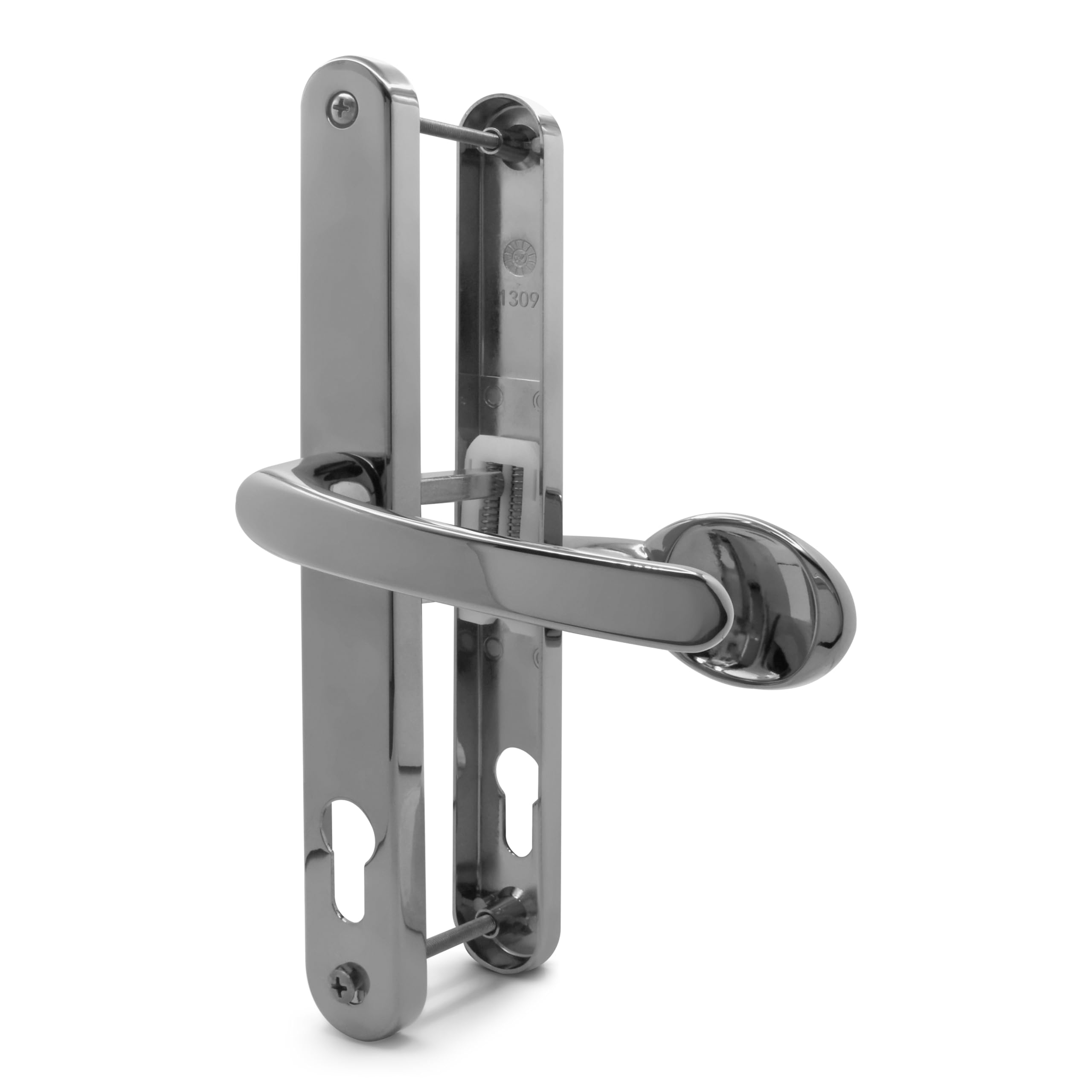 TSS UPVC Door Handles Set - Lever Moveable Pad - 92mm / 62mm PZ (Centres) - 240mm Screw to Screw - Backplate 272mm X 32mm - Replacement UPVC Door Handles - PVC Door Handle (Polished Chrome)